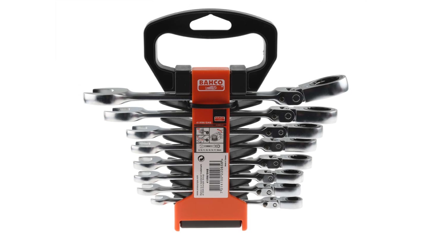 Bahco 41RM Series 8-Piece Spanner Set, 8 → 19 mm, Alloy Steel