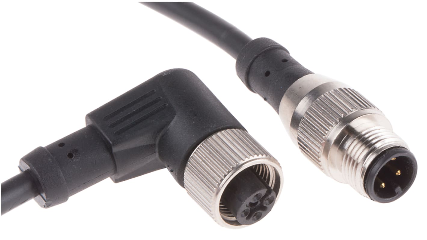 Cable de conexión RS PRO, con. A M12 Hembra, 4 polos, con. B M12 Macho, 4 polos, long. 2m, 250 V, 4 A, IP67