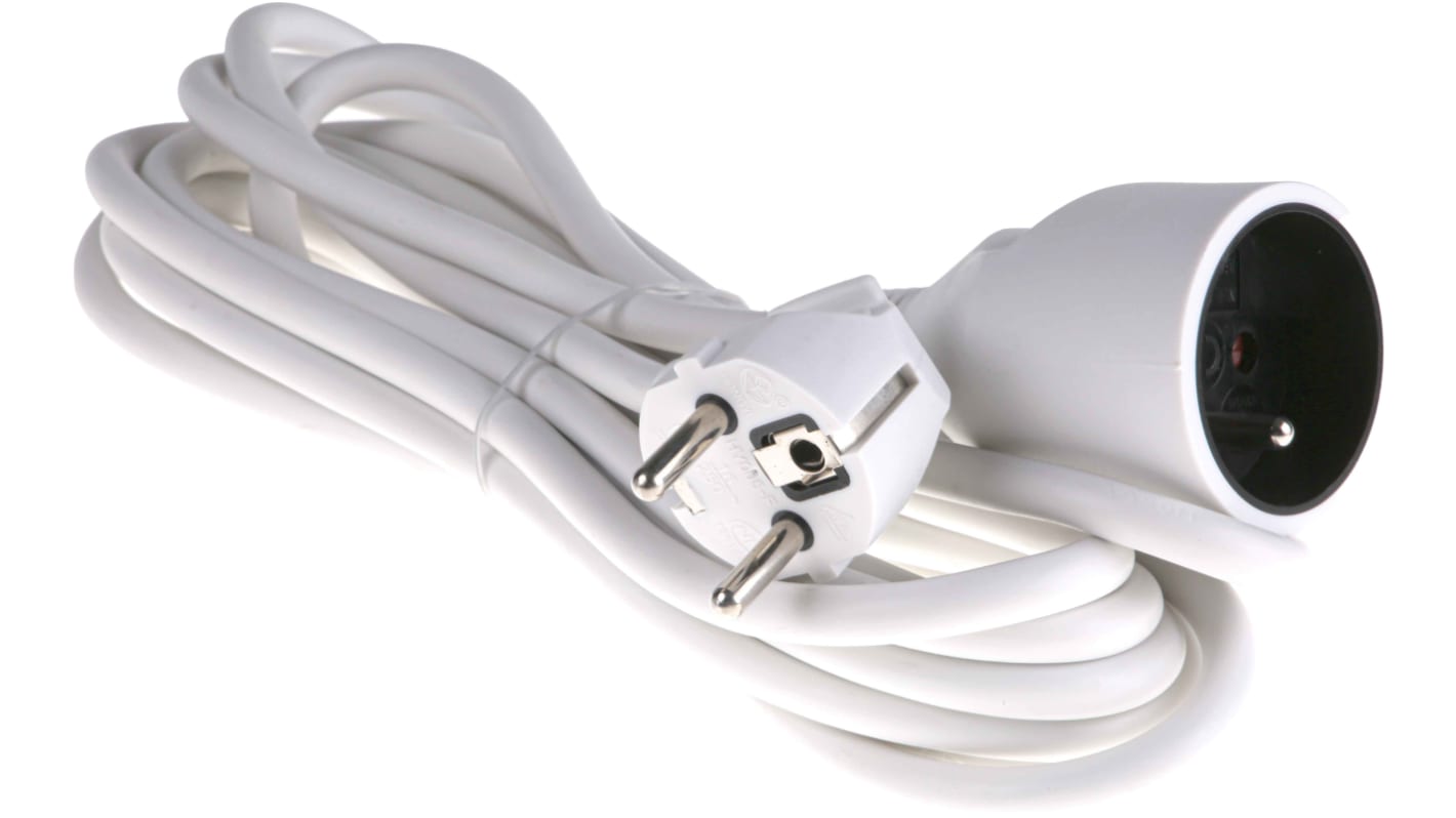RS PRO 5m 1 Socket Type E - French Extension Lead, 230 V ac