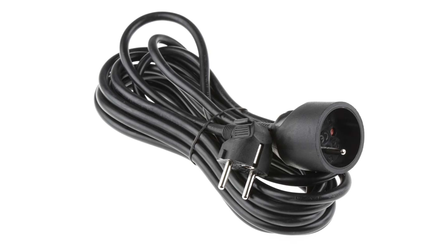 RS PRO 5m 1 Socket Type E - French Extension Lead, 230 V ac