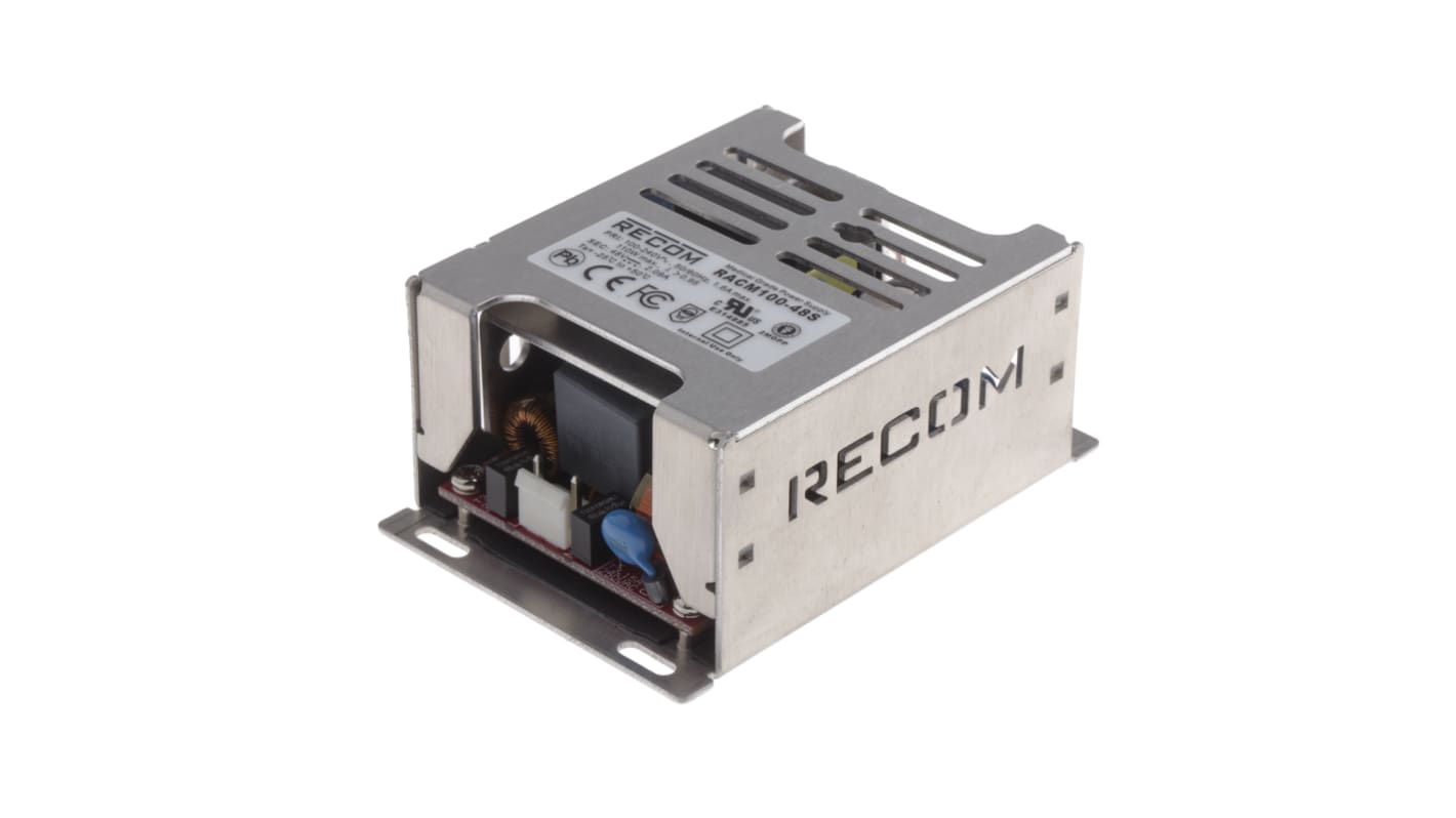 Recom Switching Power Supply, RACM100-48S, 48V dc, 2.09A, 100W, 1 Output, 85 → 264V ac Input Voltage