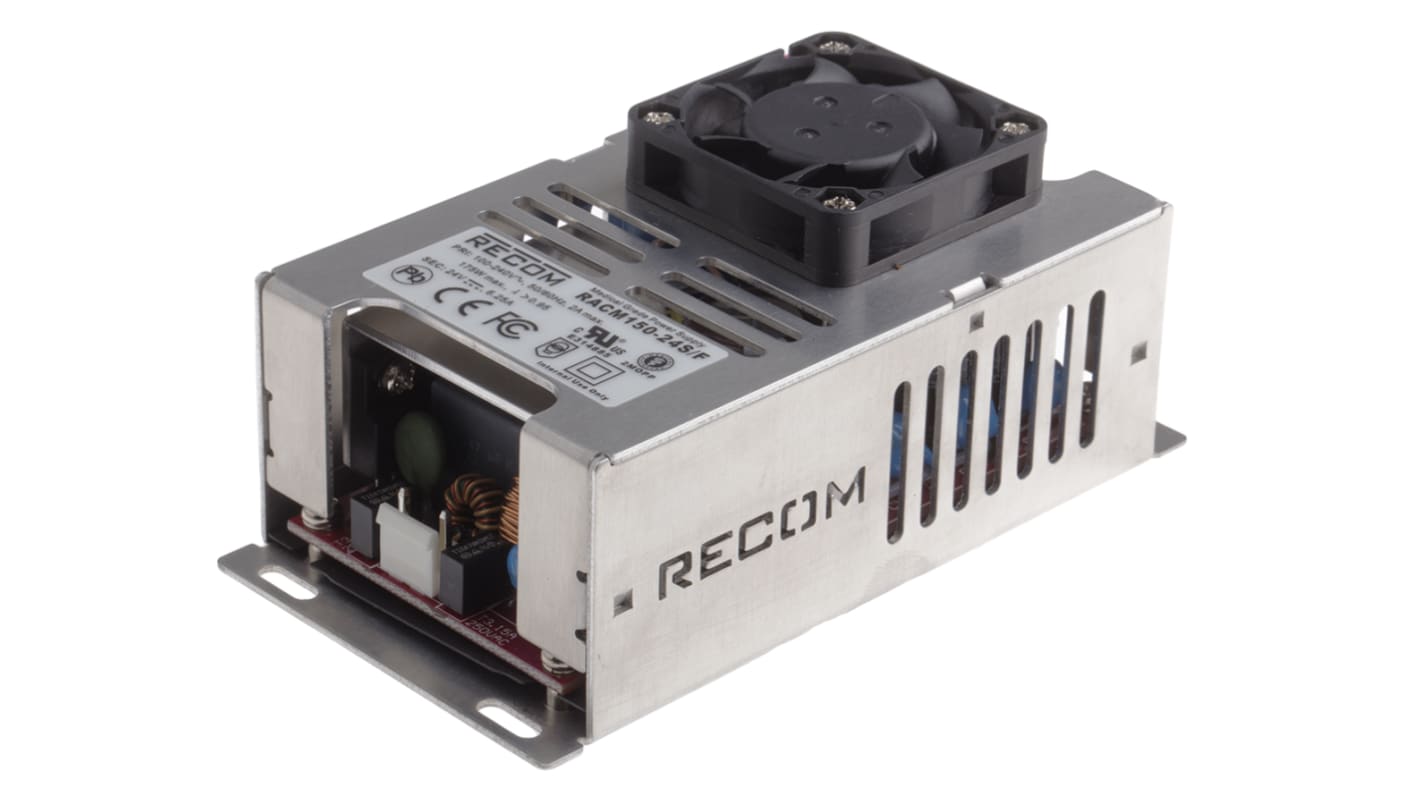 Recom Switching Power Supply, RACM150-24S/F, 24V dc, 6.25A, 150W, 1 Output, 85 → 264V ac Input Voltage