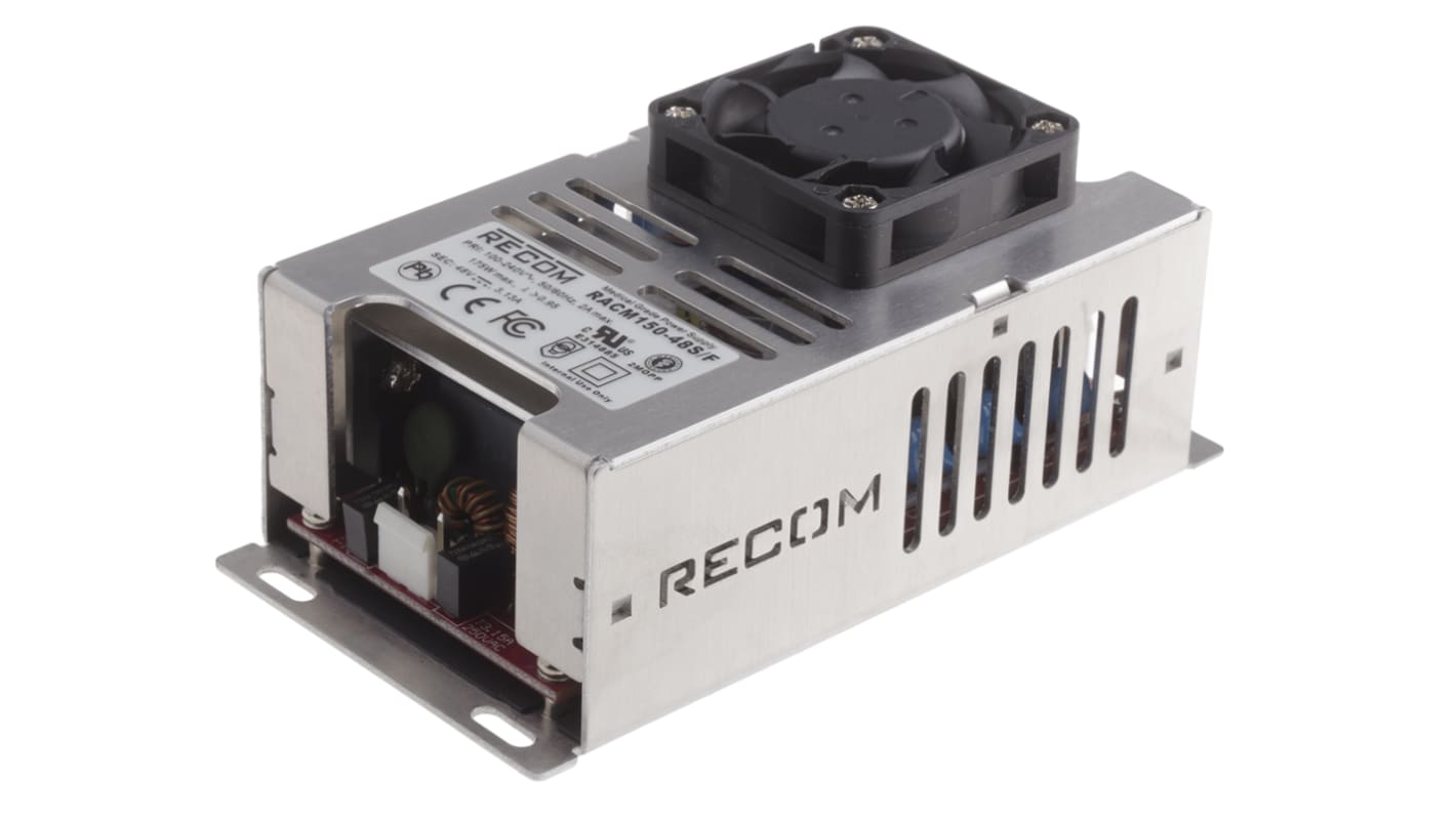 Recom Switching Power Supply, RACM150-48S/F, 48V dc, 3.13A, 150W, 1 Output, 85 → 264V ac Input Voltage