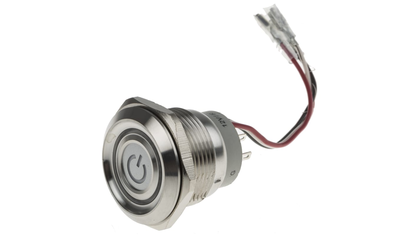 RS PRO 押しボタンスイッチ, モーメンタリ, DPDT, 5 A @ 250 V ac, 30.2mm パネルマウント, IP67