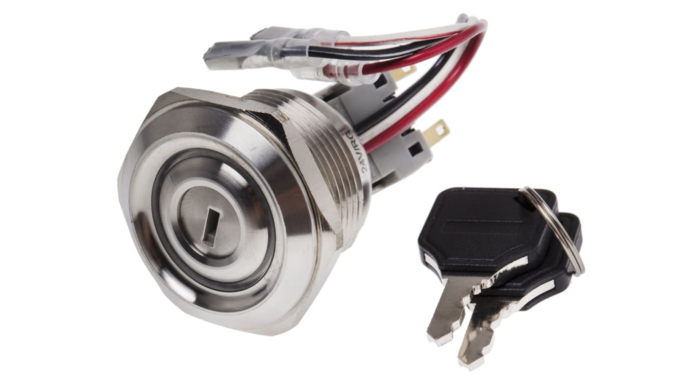 RS PRO IP40 Key Switch, DPDT, 5 A 2-Way