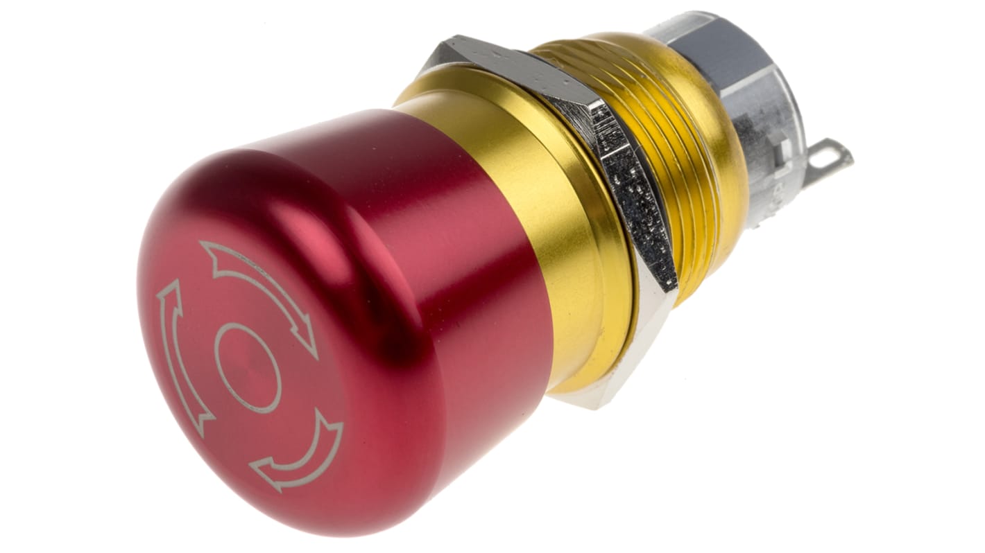 RS PRO Push Button Switch, Maintained, Twist to Release, Panel Mount, 19.2mm Cutout, SPDT, 250V ac, IP65