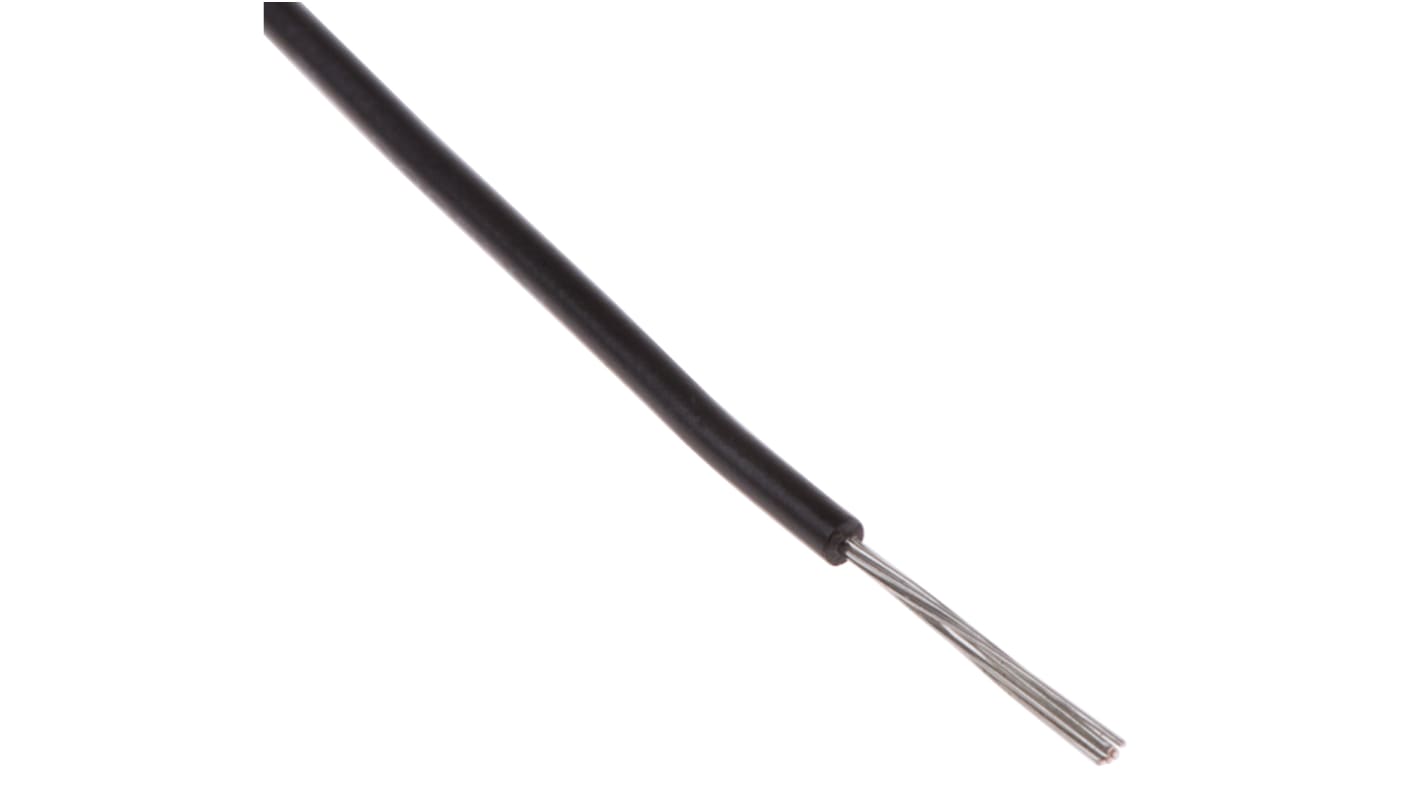 RS PRO Black 0.08mm² Hook Up Wire, 28 AWG, 7/0.12 mm, 100m, XLPVC Insulation