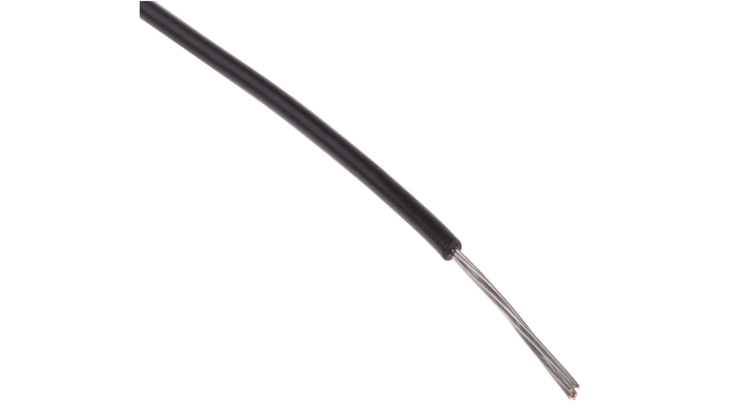 RS PRO Black 0.13 mm² Hook Up Wire, 26 AWG, 7/0.16 mm, 100m, XLPVC Insulation