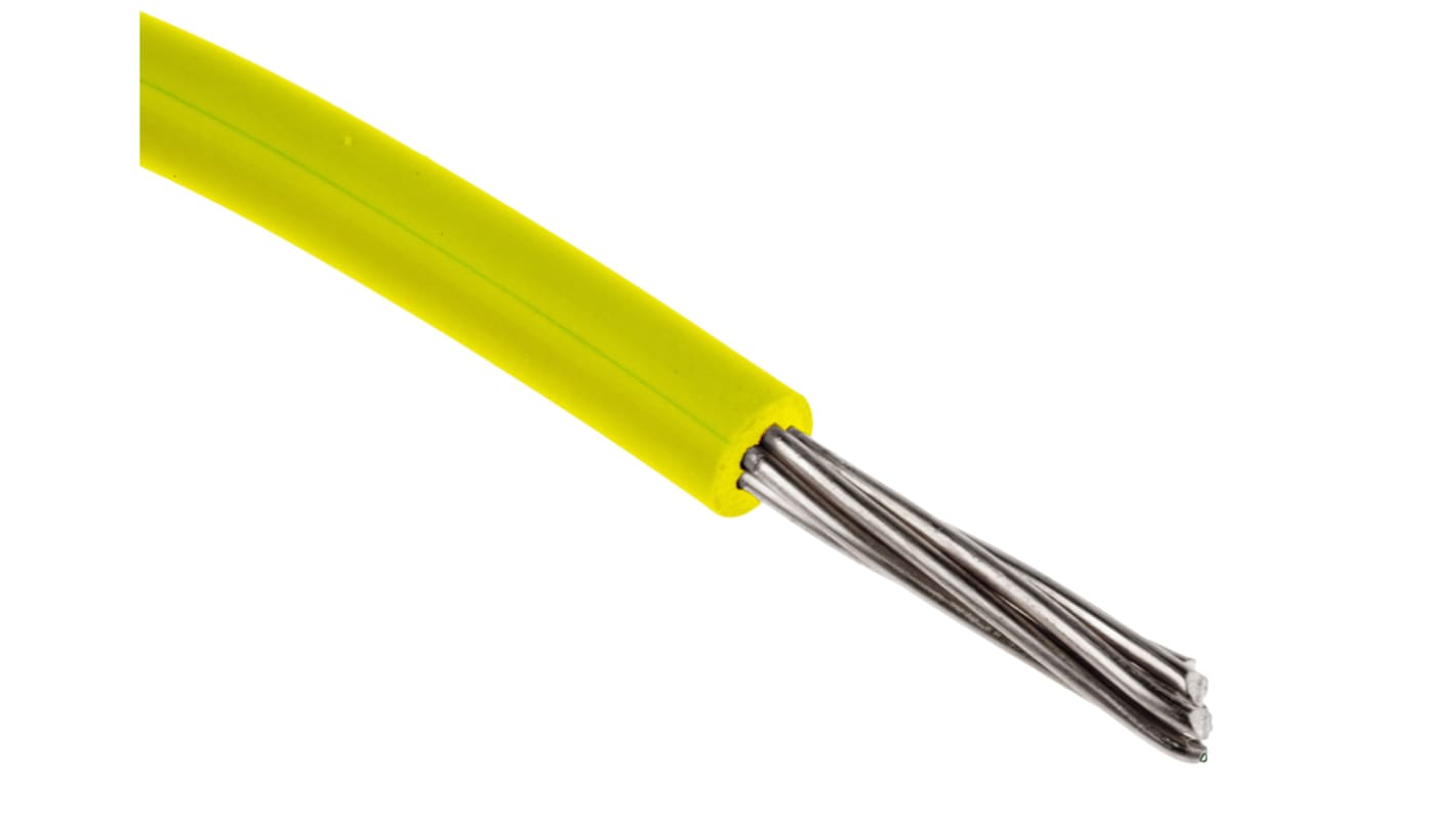 RS PRO Yellow 0.2mm² Hook Up Wire, 24 AWG, 7/0.2 mm, 100m, XLPVC Insulation