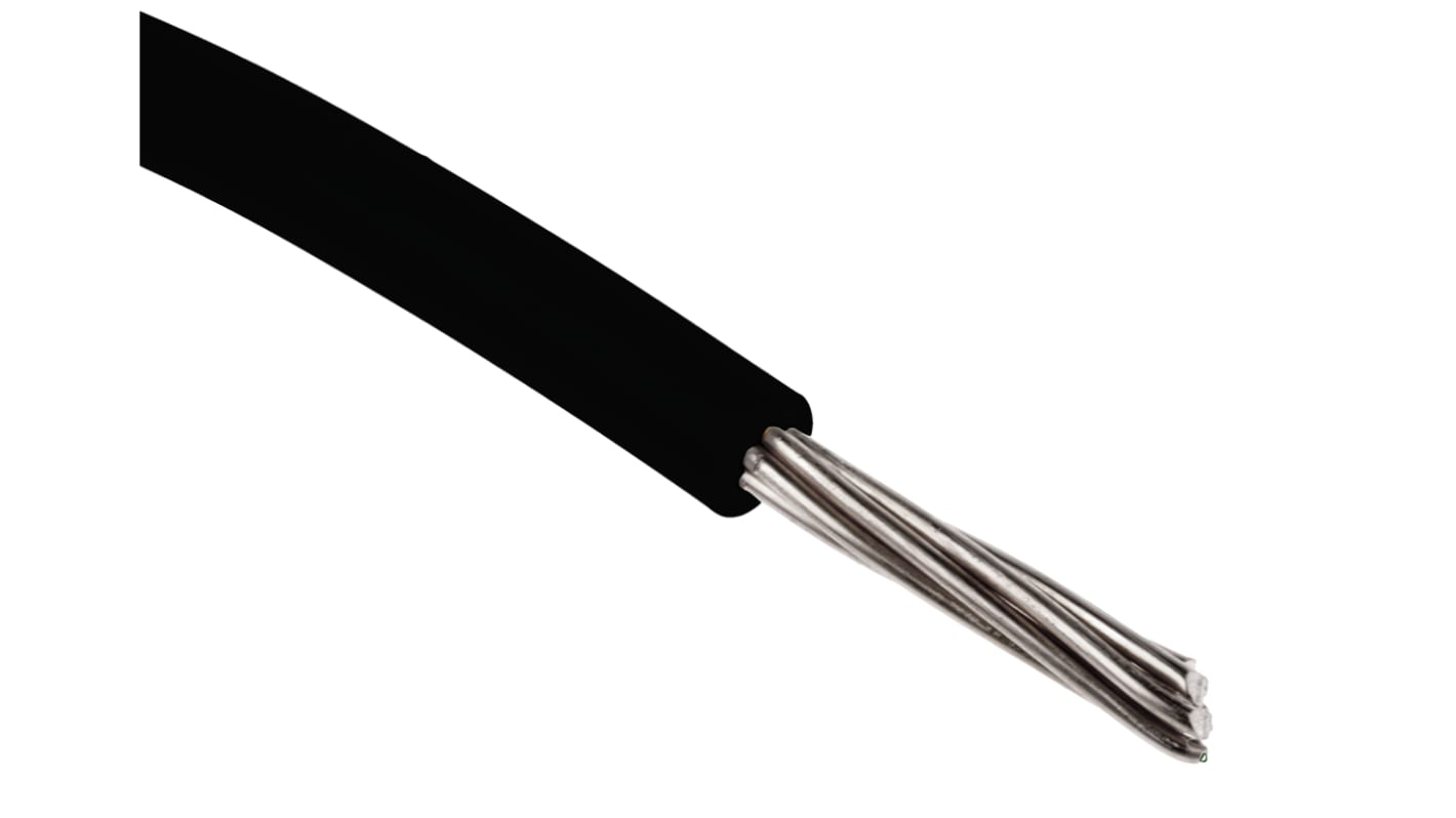 RS PRO Black 0.33mm² Hook Up Wire, 22 AWG, 7/0.25 mm, 100m, XLPVC Insulation