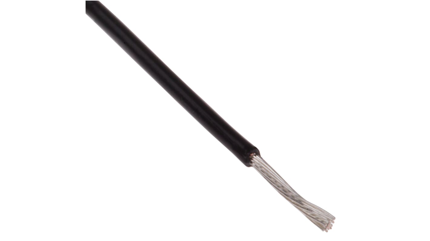 RS PRO Black 0.13 mm² Hook Up Wire, 26 AWG, 19/0.1 mm, 100m, PTFE Insulation