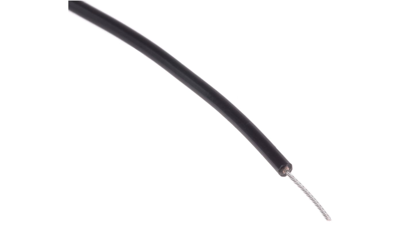 RS PRO Black 0.2 mm² Hook Up Wire, 24 AWG, 19/0.12 mm, 100m, PTFE Insulation