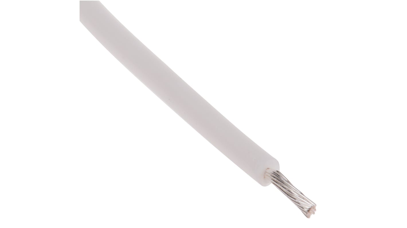 RS PRO White 0.13 mm² Hook Up Wire, 26 AWG, 19/0.1 mm, 100m, PTFE Insulation