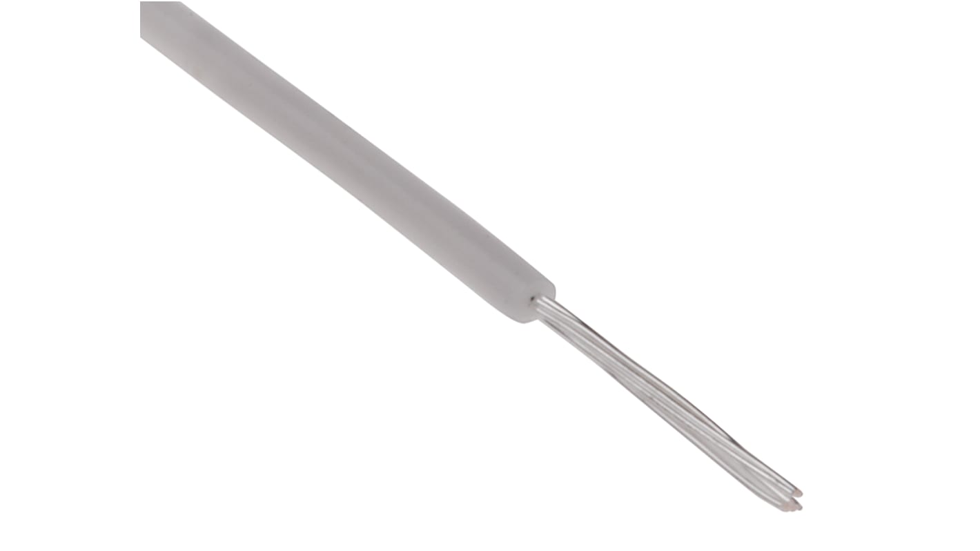 RS PRO White 0.08 mm² Hook Up Wire, 28 AWG, 7/0.12 mm, 100m, PTFE Insulation