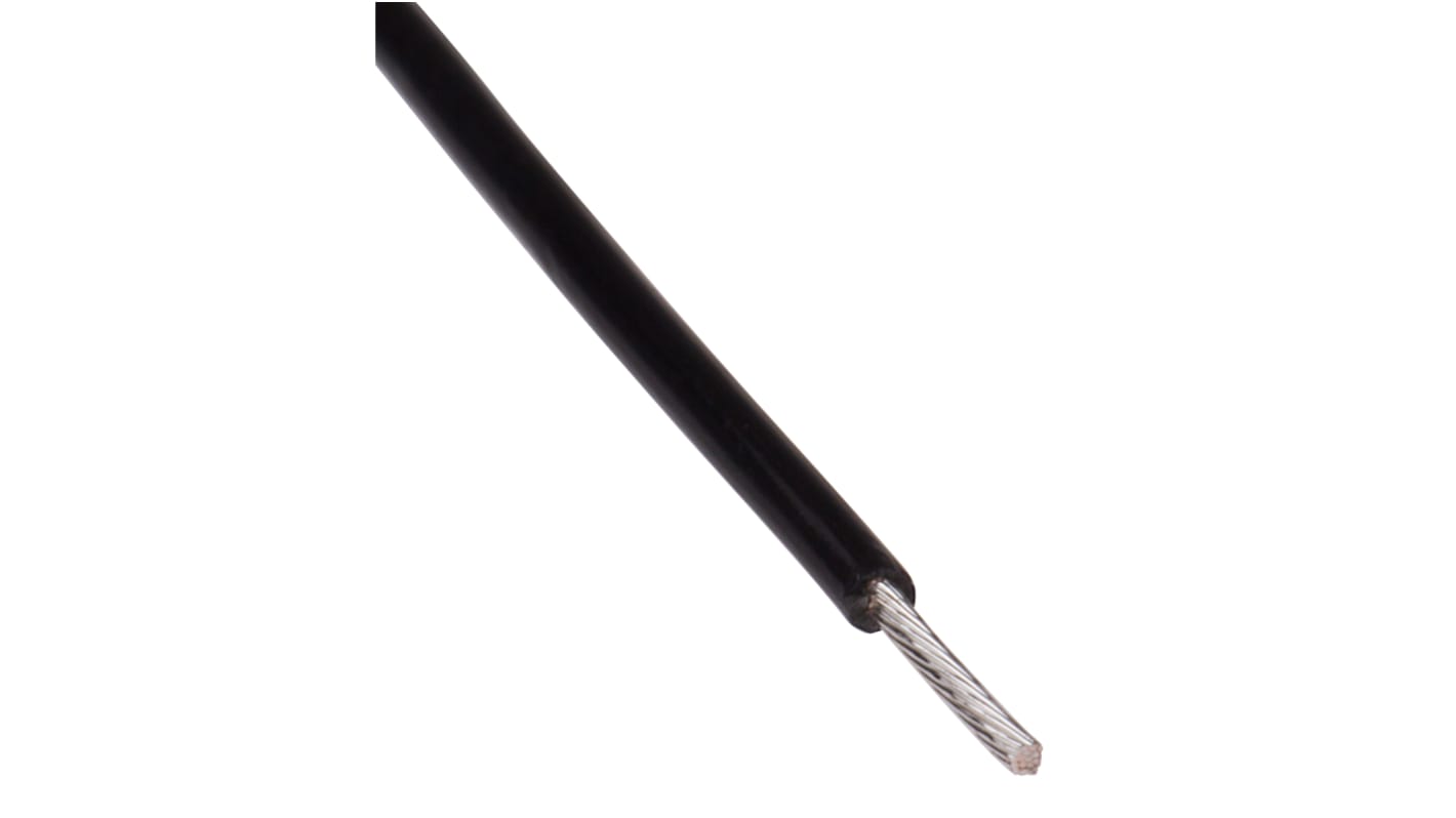RS PRO Black 0.13 mm² Hook Up Wire, 26 AWG, 19/0.1 mm, 100m, PTFE Insulation