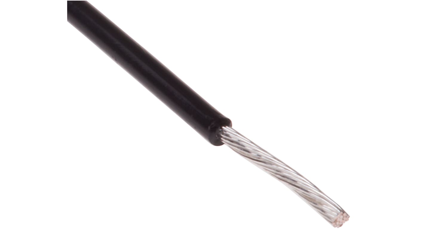 RS PRO Black 0.2 mm² Hook Up Wire, 24 AWG, 19/0.12 mm, 100m, PTFE Insulation