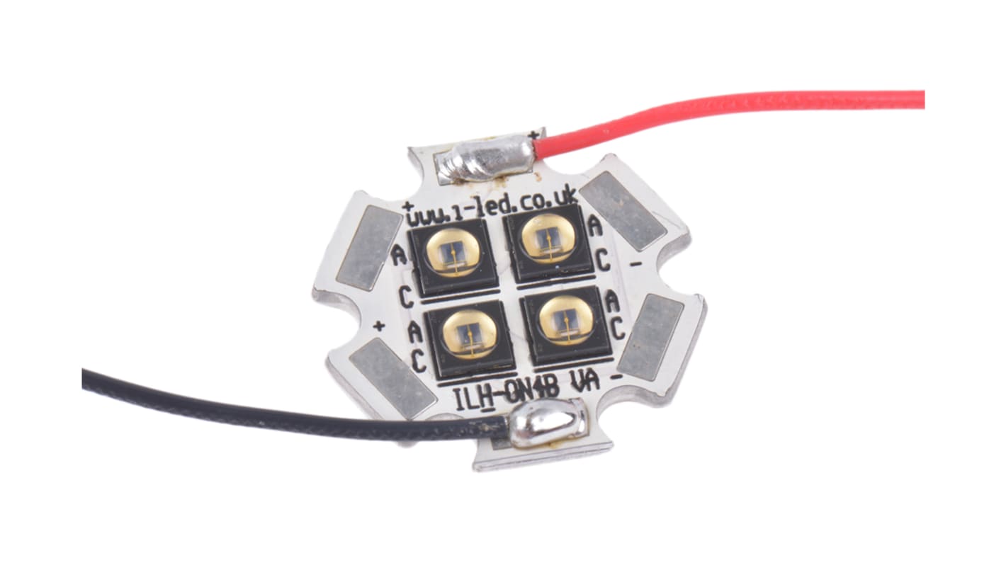 Intelligent LED Solutions 贴片红外灯板, 940nm波长, 4个LED, ±45°半强, PCB封装, 2针, 圆顶透镜, 20 x 20 x 3.5mm, OSLON Black PowerStar系列
