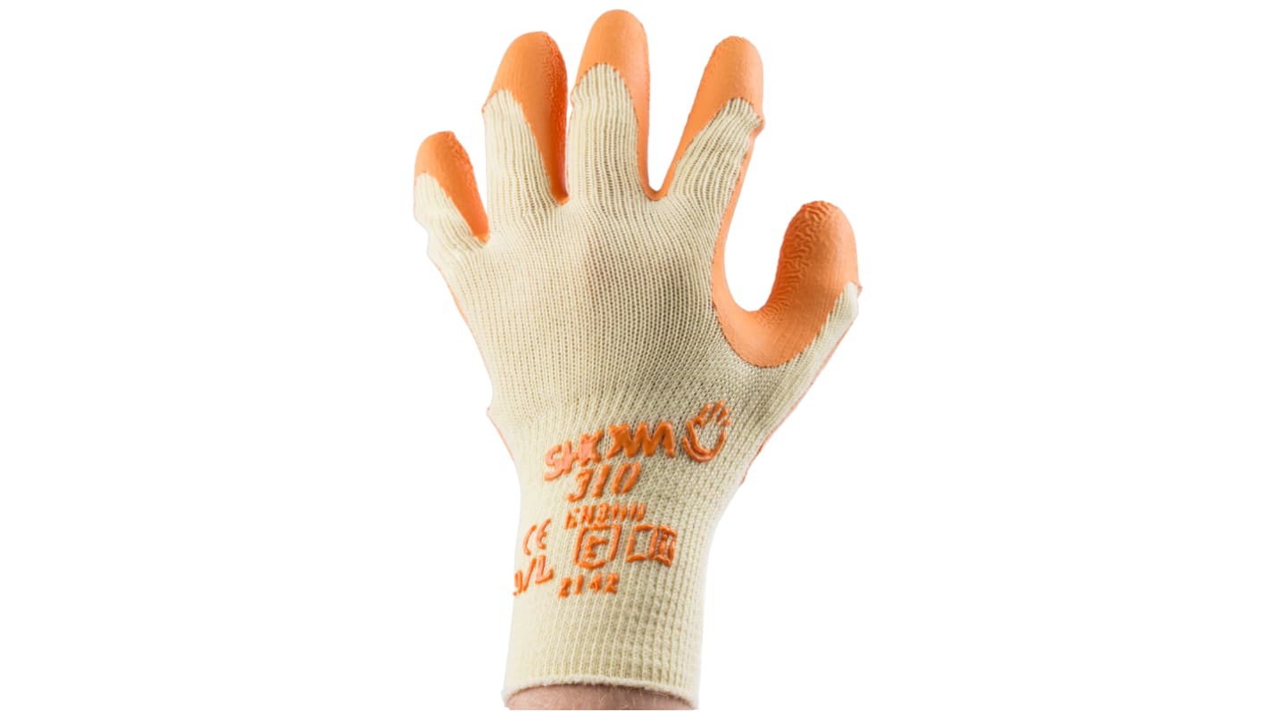 Showa Yellow Polyester Cotton Fibre General Purpose Work Gloves, Size 9, Latex Coating