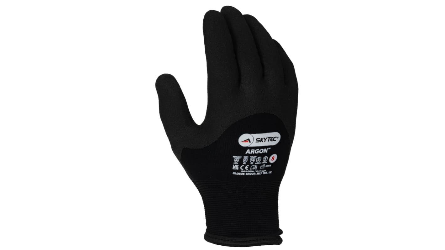Skytec Argon Black Nylon Thermal Work Gloves, Size 8, Nitrile Coating