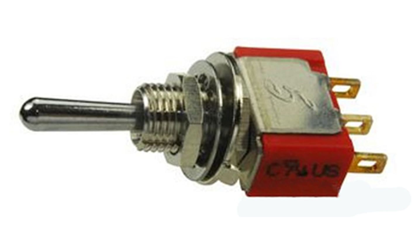 Grayhill Toggle Switch, Panel Mount, (On)-Off-(On), SPDT, Solder Terminal, 28 V dc, 250 V ac