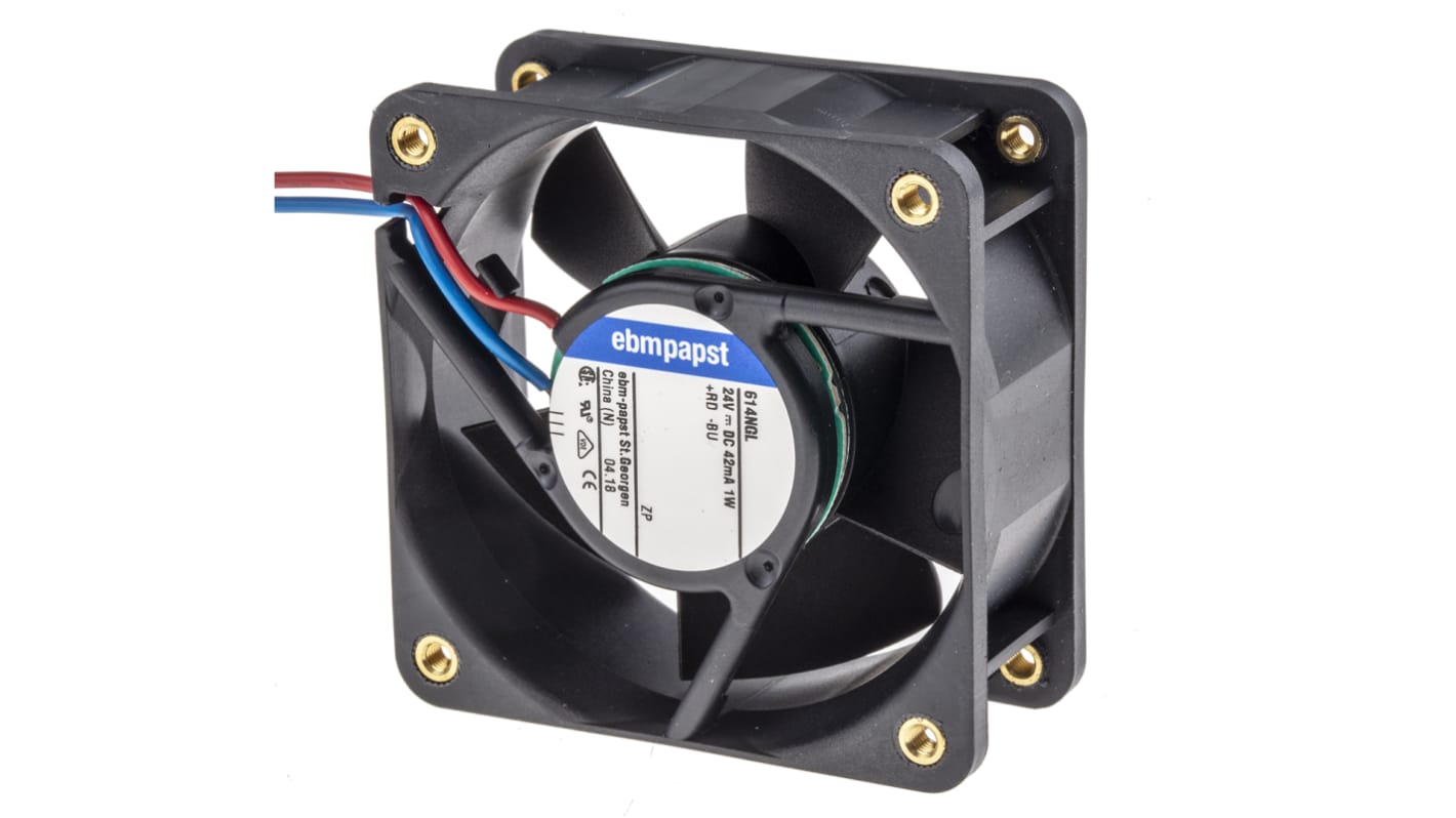 ebm-papst 600 N Series Axial Fan, 24 V dc, DC Operation, 21m³/h, 1W, IP20, 60 x 60 x 25mm