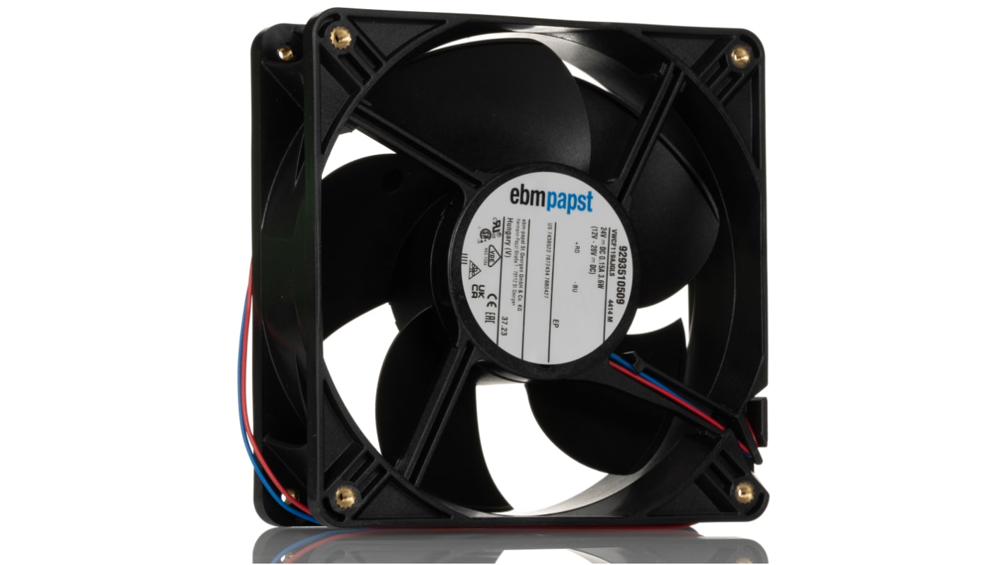 ebm-papst 4400 Series Axial Fan, 24 V dc, DC Operation, 184m³/h, 3.6W, 119 x 119 x 38mm