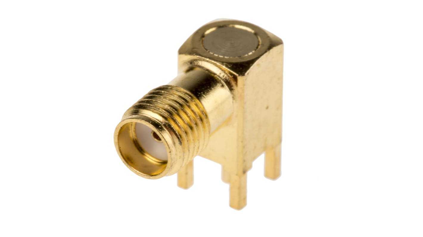 RS PRO, jack PCB Mount SMA Connector, 50Ω, Solder Termination, Right Angle Body