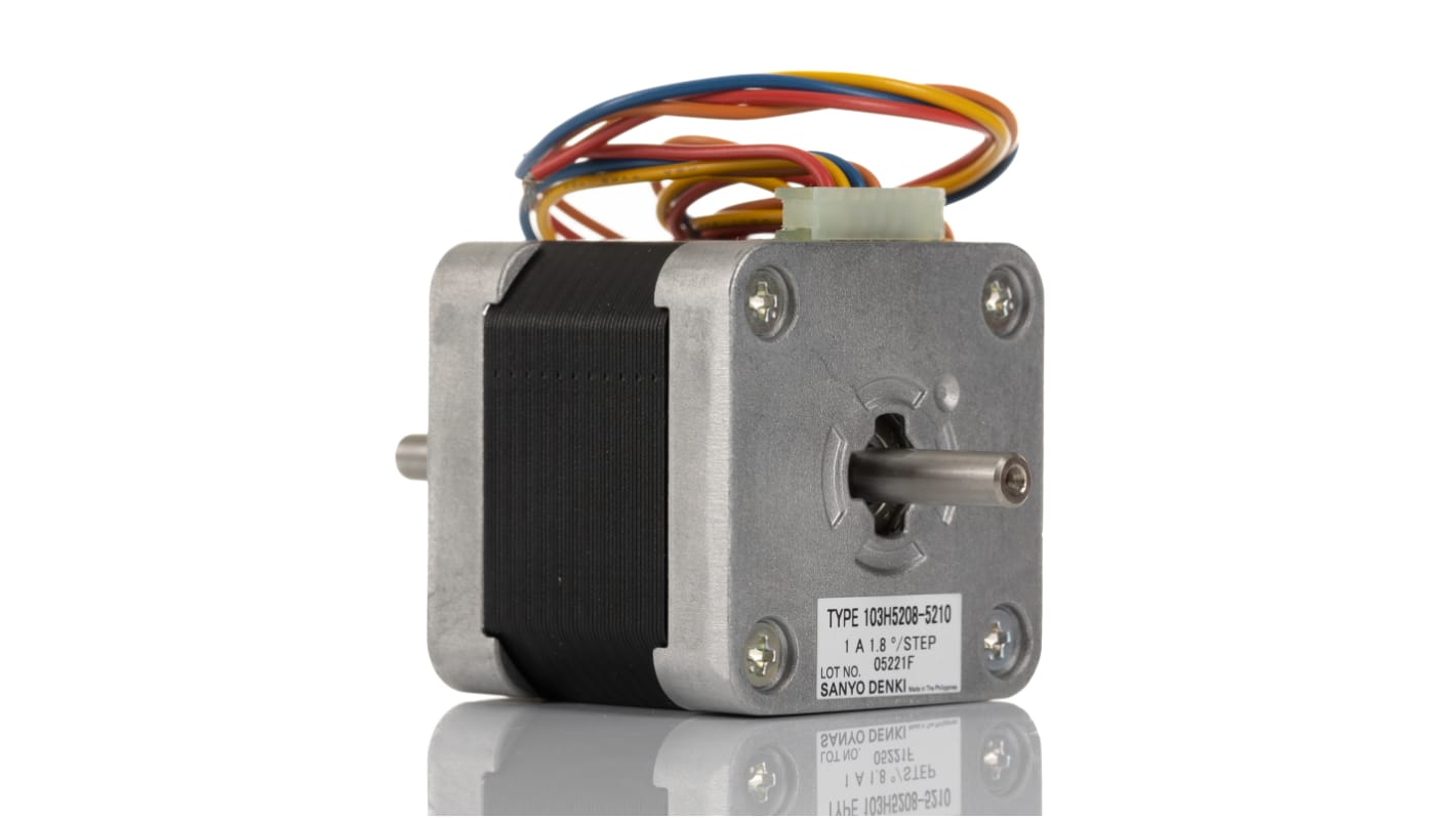 Sanyo Denki 103H5 Series Hybrid, Double Shaft Stepper Motor, 0.39Nm Torque, 24 V, 1.8°, 42 x 42mm Frame, 5mm Shaft