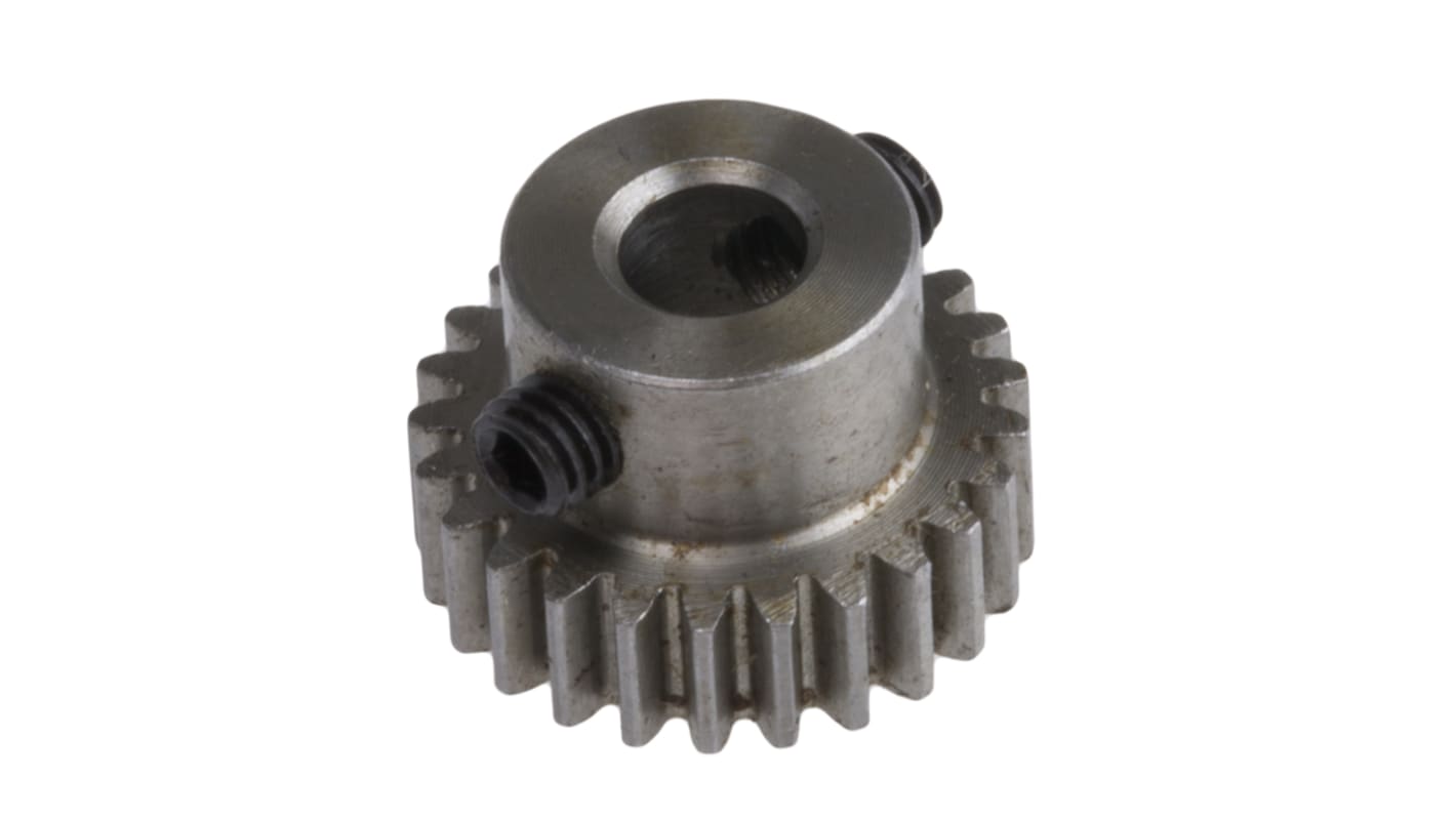 RS PRO Steel 25 Teeth Spur Gear, 0.5 Module, 4mm Bore Diam, 12.5mm Pitch Diam, 9mm Hub Diam