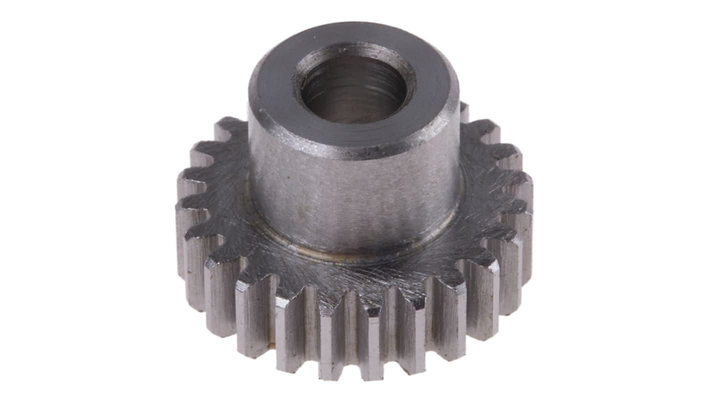 RS PRO Steel 24 Teeth Spur Gear, 0.8 Module, 6mm Bore Diam, 19.2mm Pitch Diam, 12mm Hub Diam