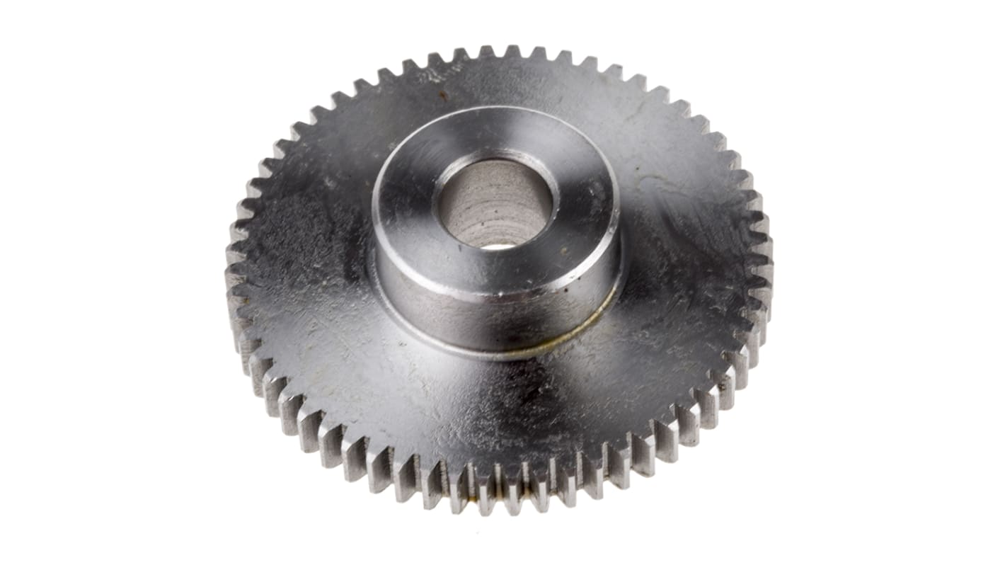 RS PRO Steel 60 Teeth Spur Gear, 0.8 Module, 10mm Bore Diam, 48mm Pitch Diam, 22mm Hub Diam