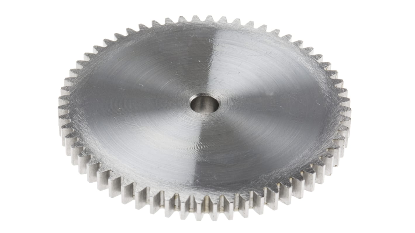 RS PRO Cylindrisk tandhjul, Stål, 60 tænder, 1 modul, 60mm delecirkel, navdia.: 14mm, boring: 6mm