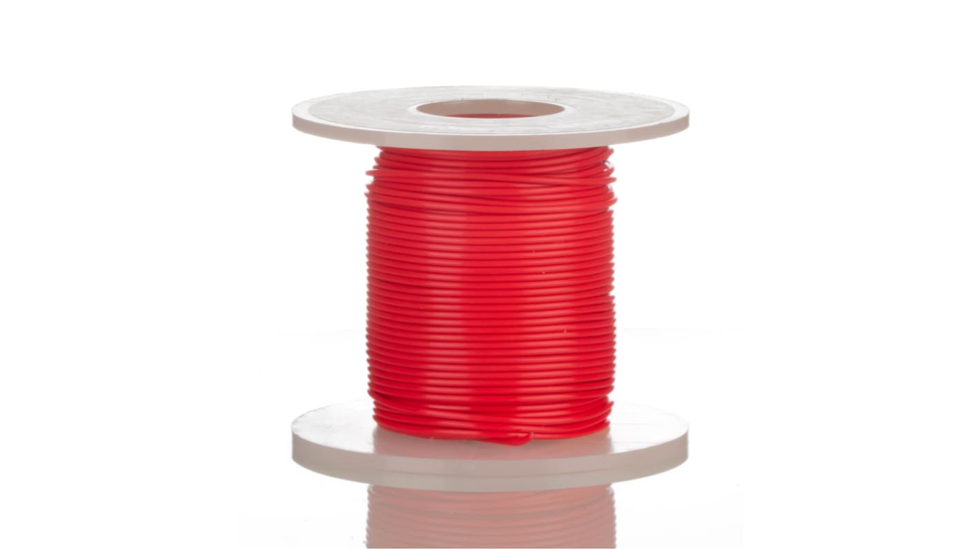 Alpha Wire Hook-up Wire TEFLON Series Red 0.33 mm² Hook Up Wire, 22 AWG, 19/0.16 mm, 30m, PTFE Insulation