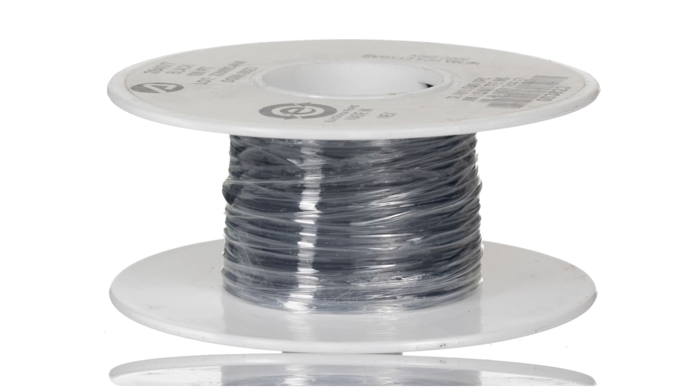 Alpha Wire Hook-up Wire TEFLON Series Black 0.03 mm² Hook Up Wire, 32 AWG, 7/0.008 mm, 30m, PTFE Insulation