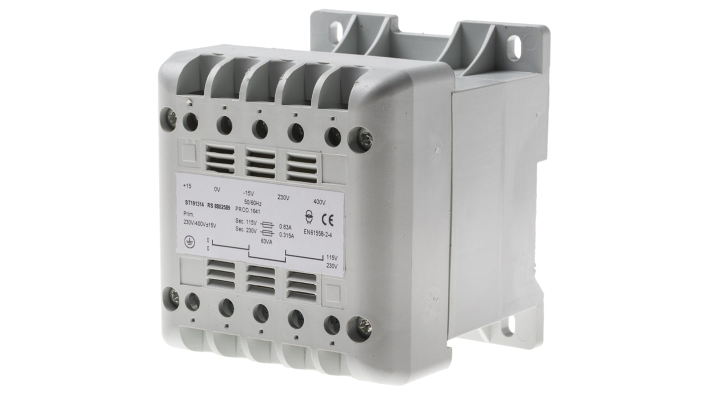 RS PRO 63VA DIN Rail Transformer, 400V ac Primary, 115V ac Secondary