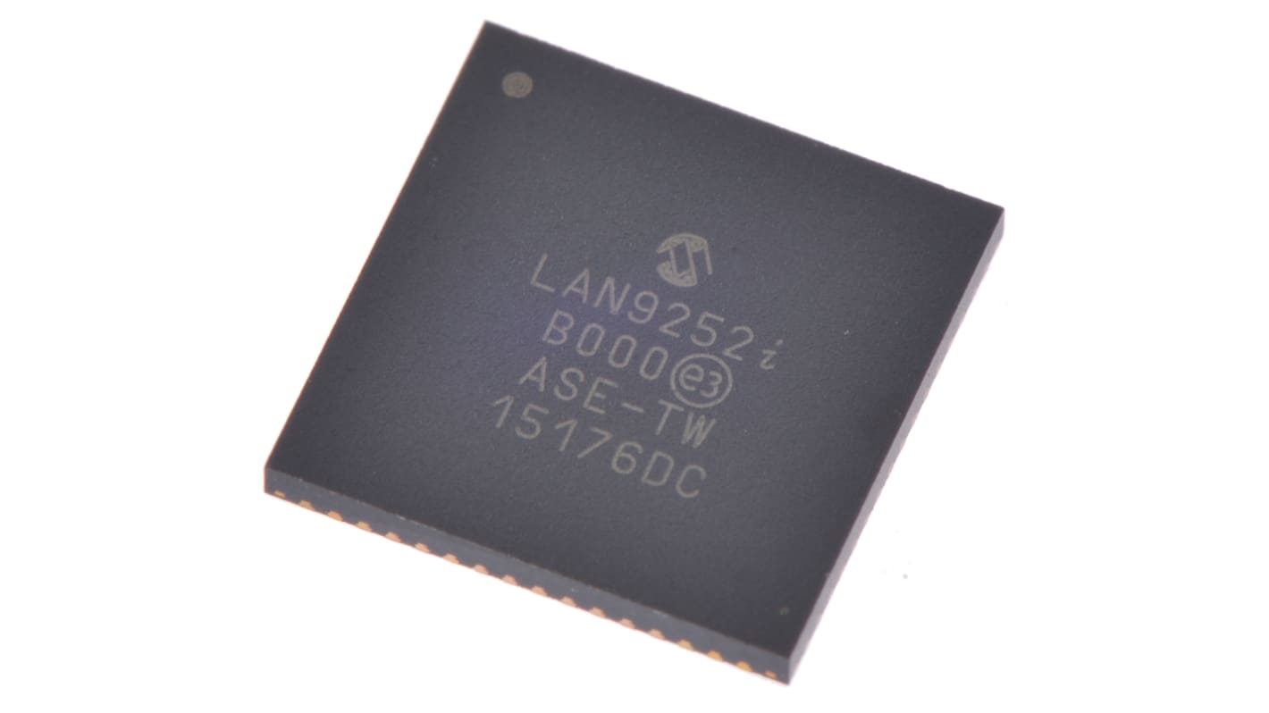 Microchip LAN9252I/ML, Ethernet Controller, 100Mbps MDI, MDIX, MII, RMII, Host Bus, 3.3 V, 64-Pin QFN