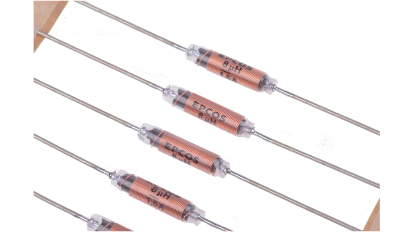 EPCOS 8 μH ±20% Carbonyl Iron Leaded Inductor, Max SRF:90MHz, 1.5A Idc, 160mΩ Rdc, VHF