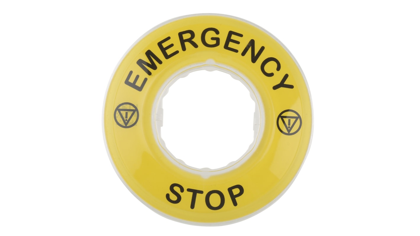 Schneider Electric 3D Marked Legend Plate for Use with Emergency Stop Mushroom Head Push Button, Emergency Stop