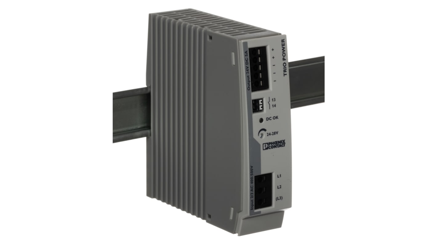Alimentatore a montaggio su guida DIN Phoenix Contact, 24V cc, 5A, 400V ca, 120W