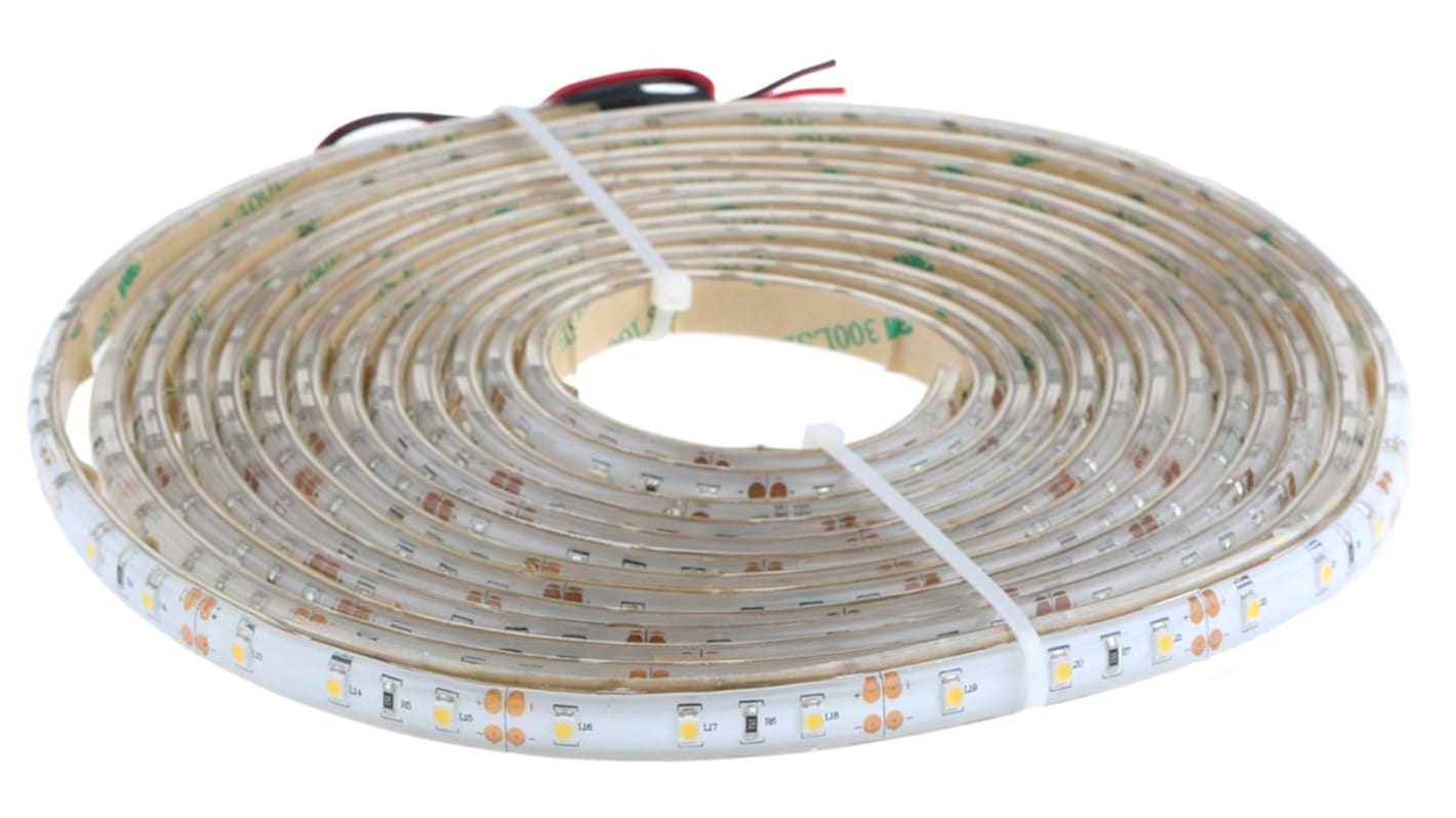 RS PRO LED-Streifen 2700 → 3200K, Weiß, 5m x 10mm 12V 60LEDs/M IP65