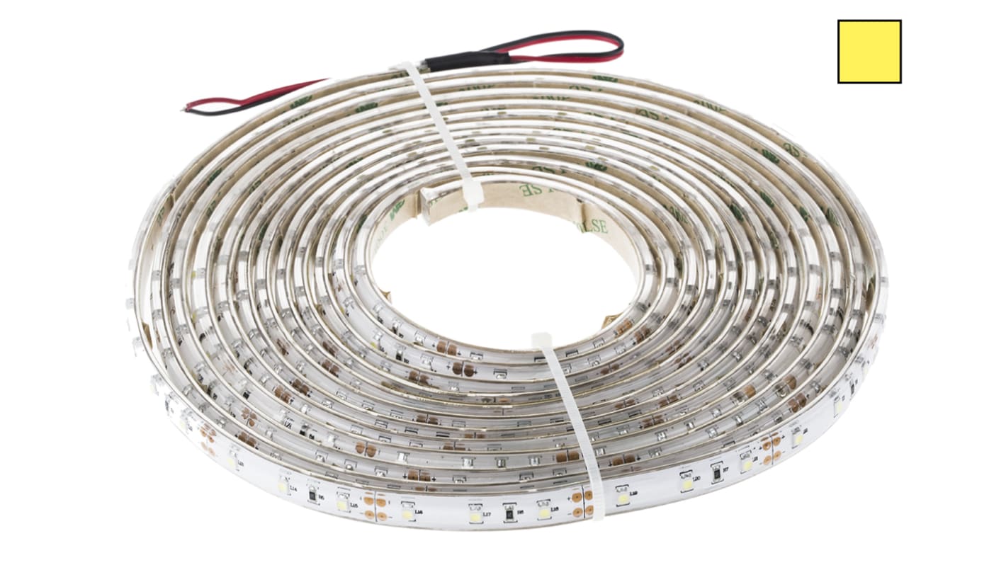 RS PRO LED-Streifen, Gelb, 5m x 10mm 12V 60LEDs/M IP65