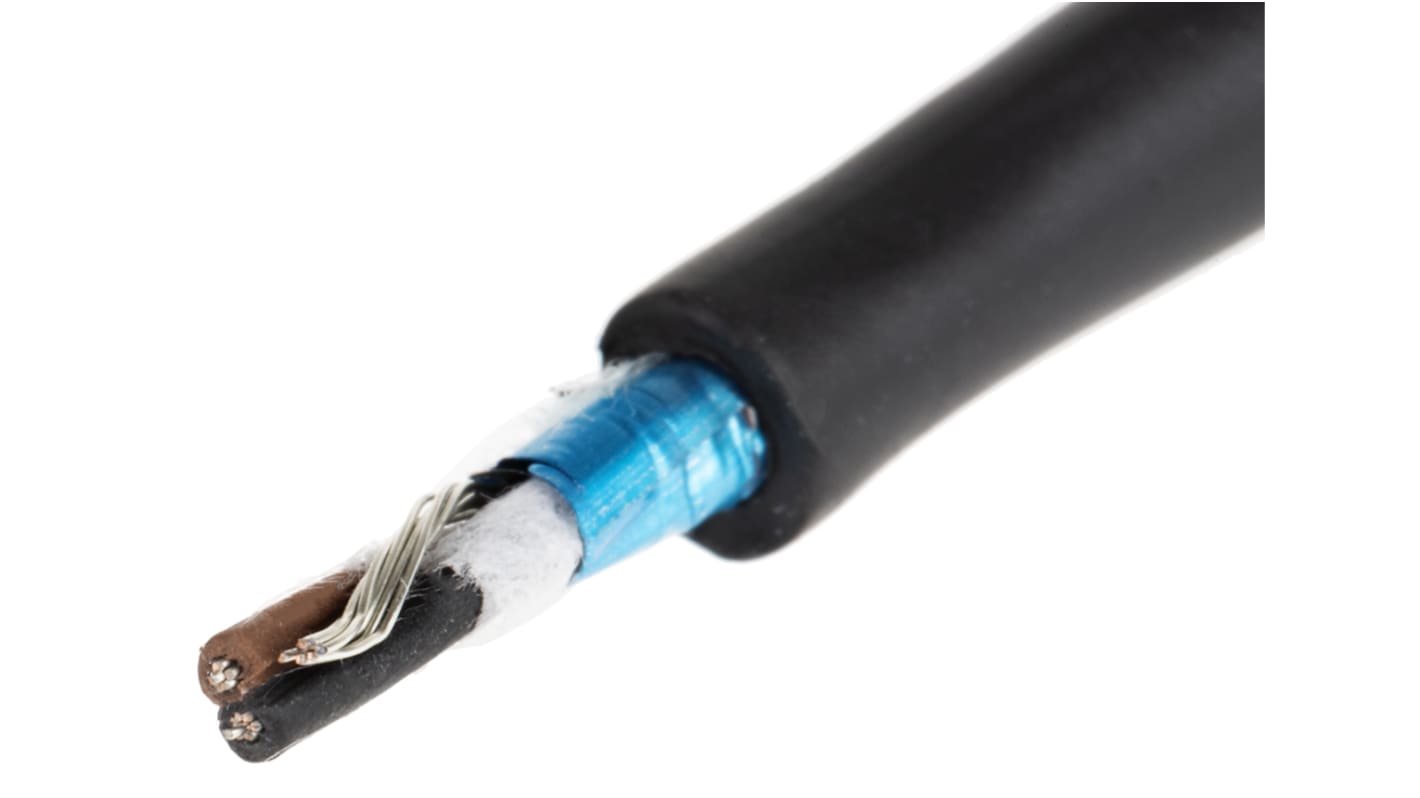 Alpha Wire Xtra-Guard 4 Performance Cable Control Cable, 2 Cores, 0.23 mm², Screened, 30m, Black TPE Sheath, 24 AWG