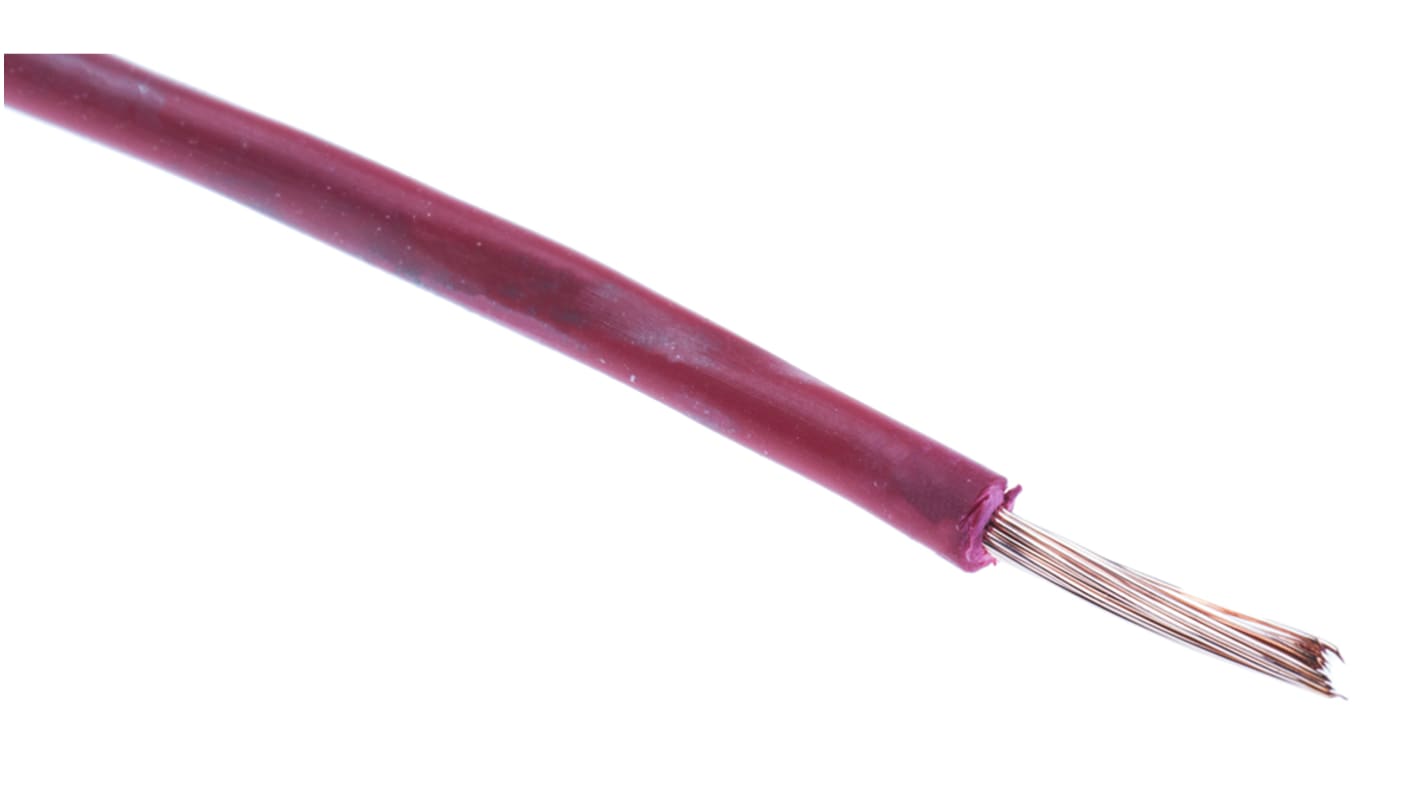 RS PRO Red 0.08mm² Hook Up Wire, 28 AWG, 7/0.12 mm, 100m, PVC Insulation