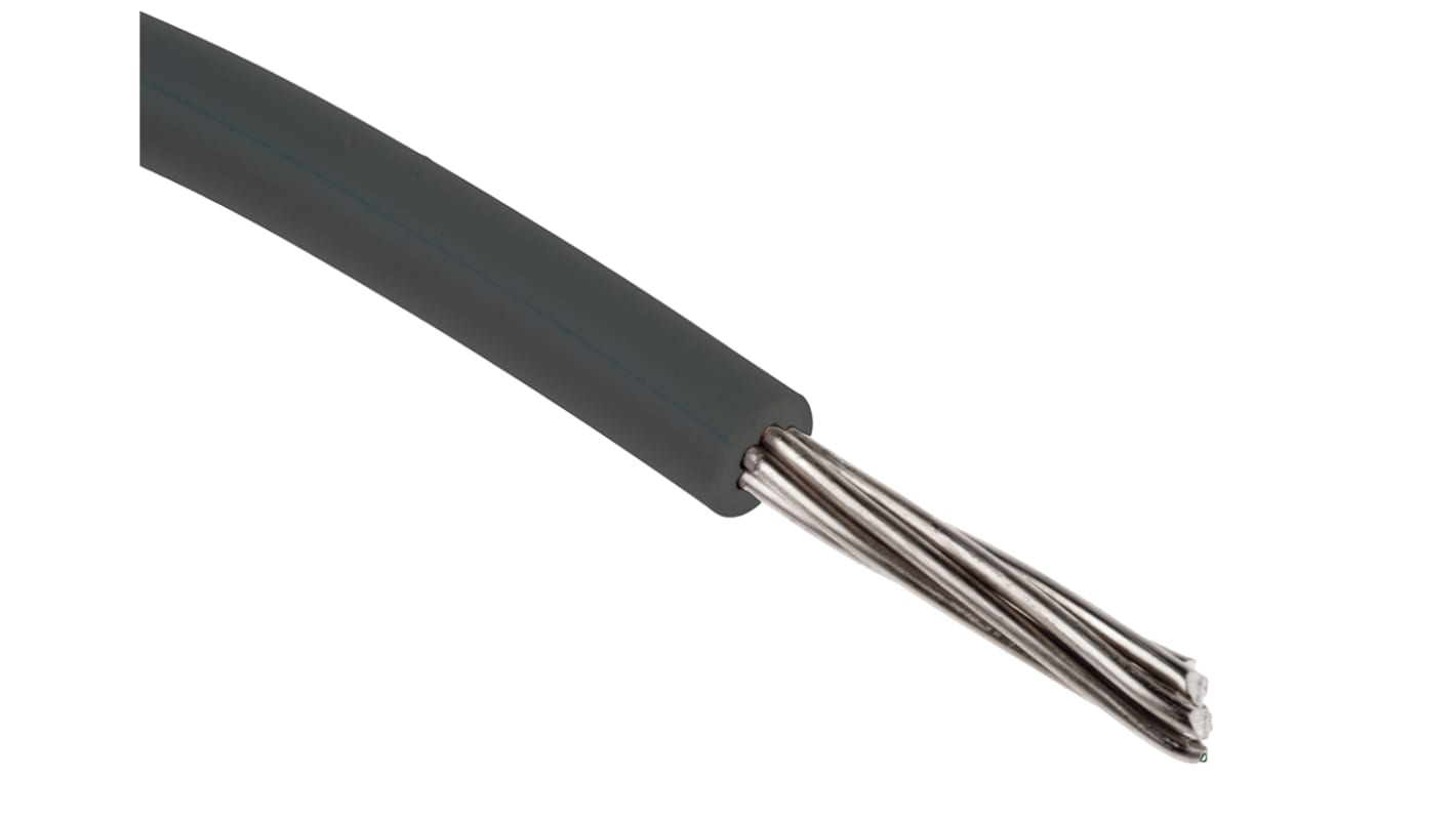 RS PRO Grey 0.2 mm² Hook Up Wire, 24 AWG, 11/0.16 mm, 100m, PVC Insulation