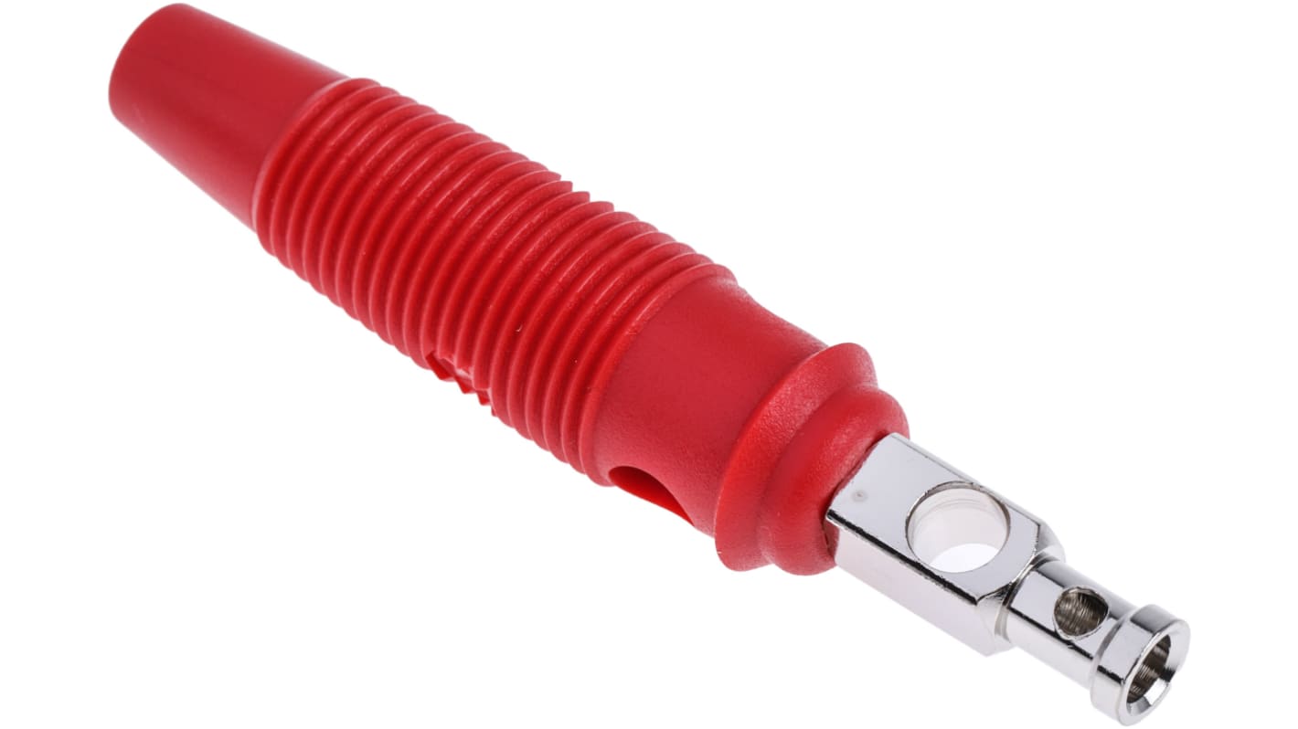 Hirschmann Test & Measurement Red Male Banana Plug, 4 mm Connector, Solder Termination, 30A, 30 V ac, 60V dc, Nickel