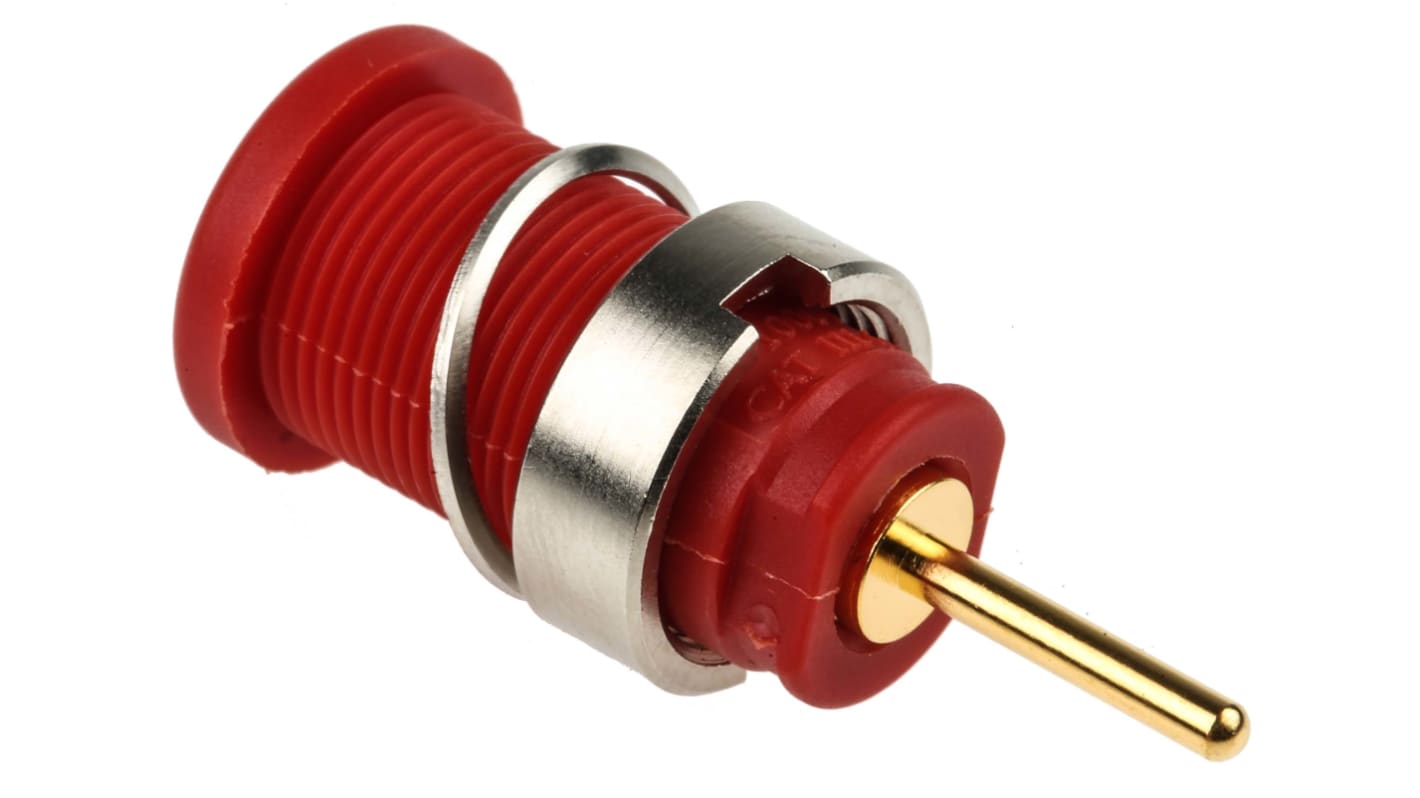 Hirschmann Test & Measurement Red Female Banana Socket, 4 mm Connector, Solder Termination, 24A, 1000V ac/dc, Gold