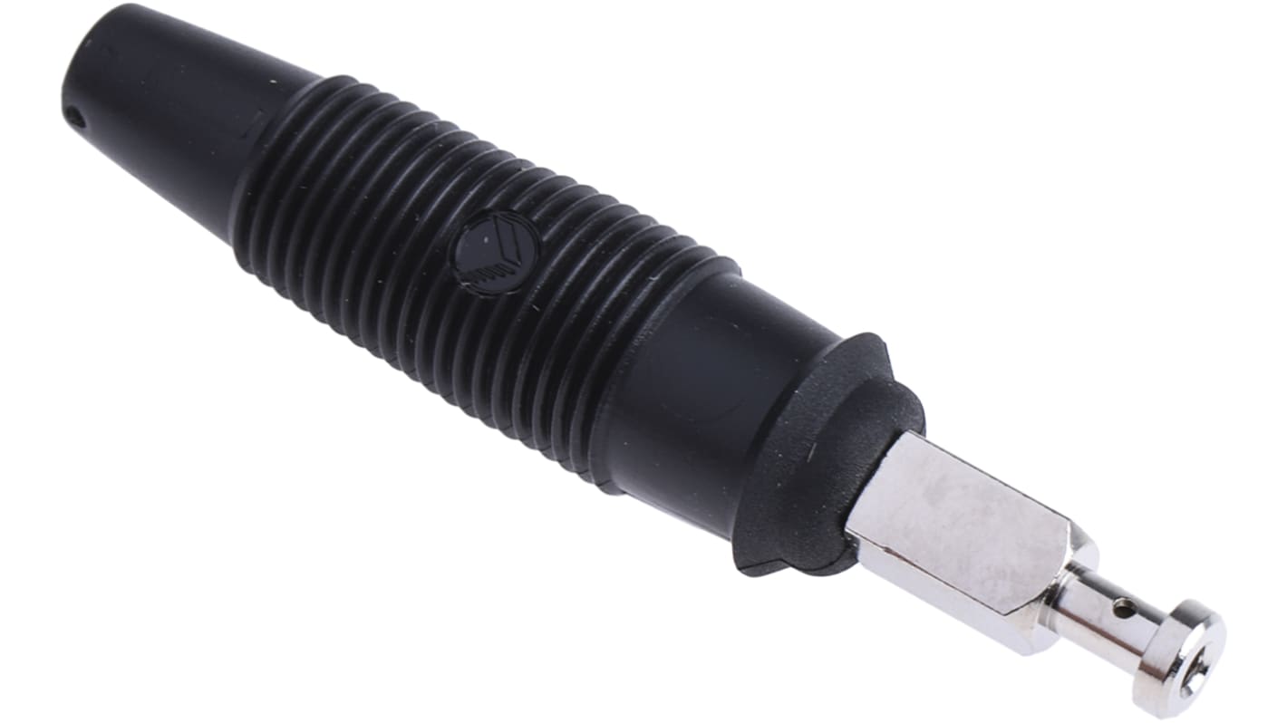 Hirschmann Test & Measurement Black Male Banana Plug, 4 mm Connector, Solder Termination, 32A, 30 V ac, 60V dc, Nickel