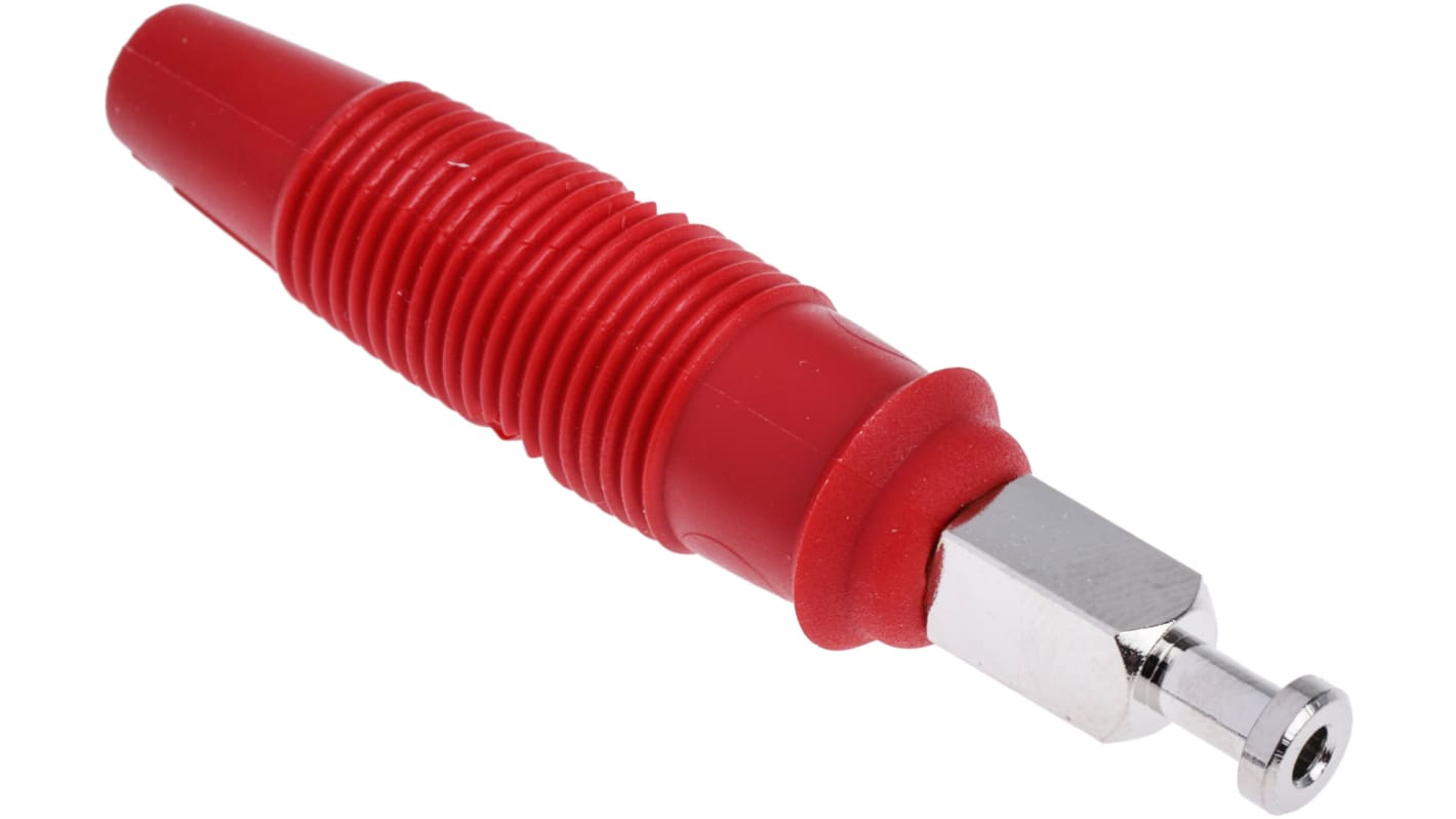 Hirschmann Test & Measurement Red Male Banana Plug, 4 mm Connector, Solder Termination, 32A, 30 V ac, 60V dc, Nickel