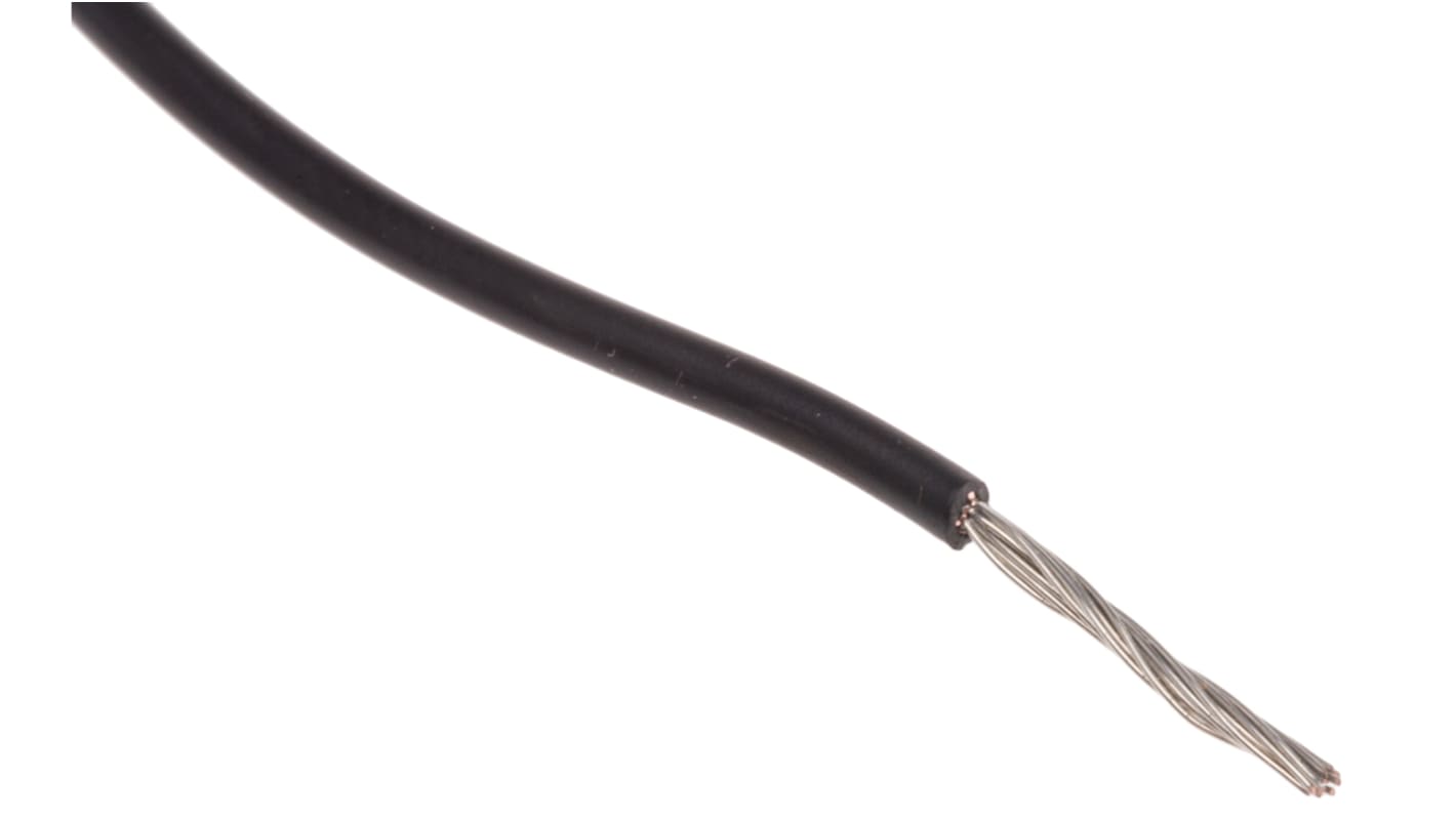 RS PRO Black Hook Up Wire, 24 AWG, 19/0.12 mm, 100m, ETFE Insulation