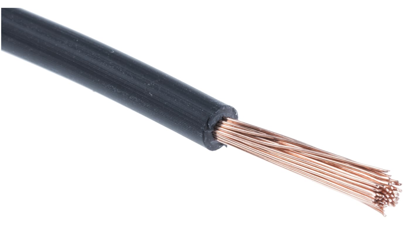 RS PRO Black 2.1mm² Hook Up Wire, 14 AWG, 50/0.25 mm, 100m, Cross Linked Polyolefin Insulation